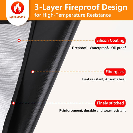 Grill Mats for Outdoor Grill, 70 X 40 Reusable Silicone Under Grill Mat, Heat Resistant BBQ Grilling Mat for Deck Protector Patio Floor Lawn (Basic)