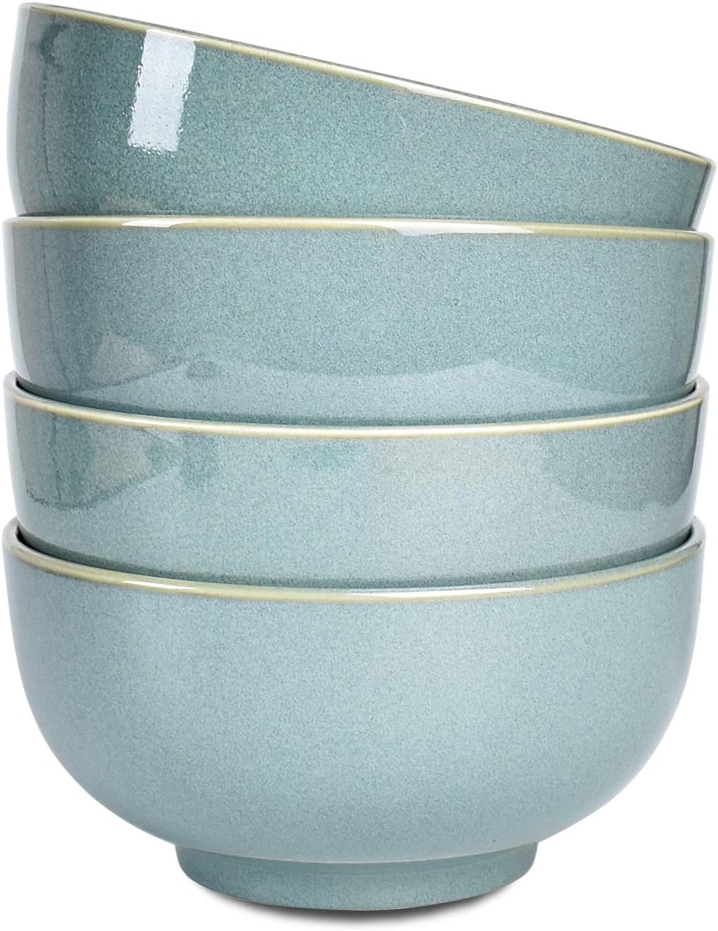 Bosmarlin Ceramic Soup Bowl Set of 4, 24 Oz, Cereal Bowl for Oatmeal, Dishwasher and Microwave Safe (5.75 Inches, Sage Green)