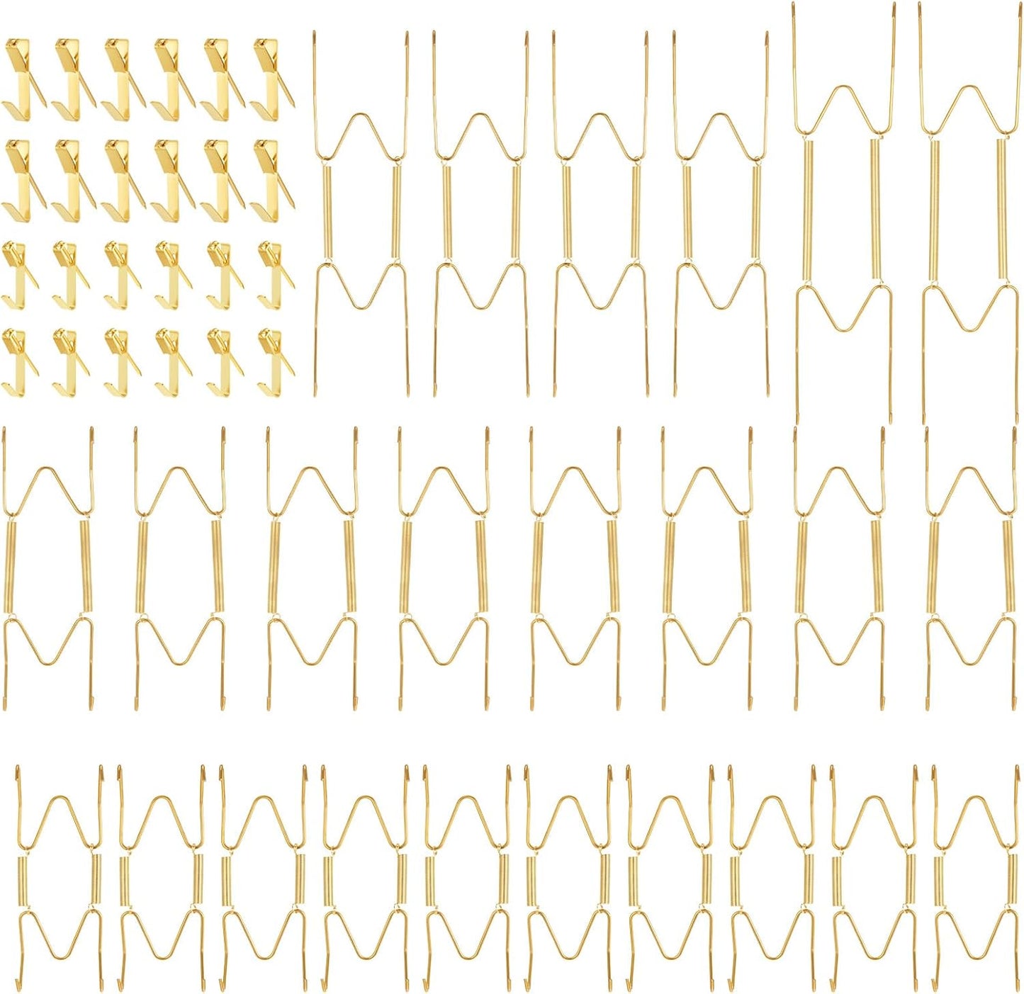 24 Pieces Invisible Wall Plate Hangers 4/6/8/10 Inches Invisible Decorative Wire Plate Holders, Stainless Steel Plates Wall Hanger, Dish Display Holder, with 24 Pieces Hangers Hook and Nails, Gold