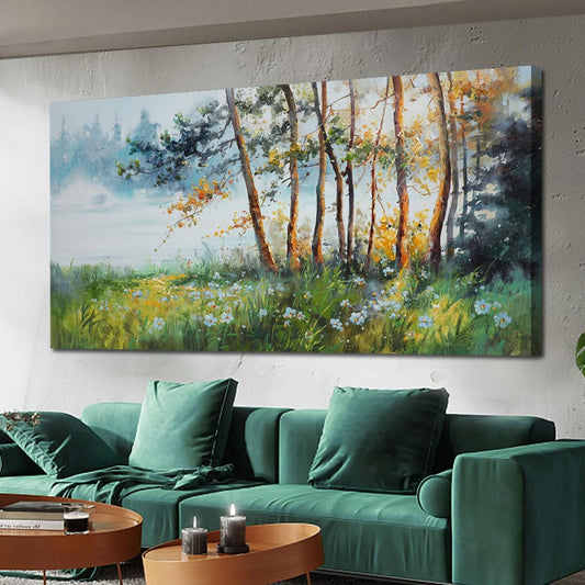 Ardemy Tree Canvas Wall Art Green Forest Pictures Wall Decor Living Room Landscape Textured Nature Paintings Artwork Bedroom Dining Room Kitchen Home Office, 58"x29"