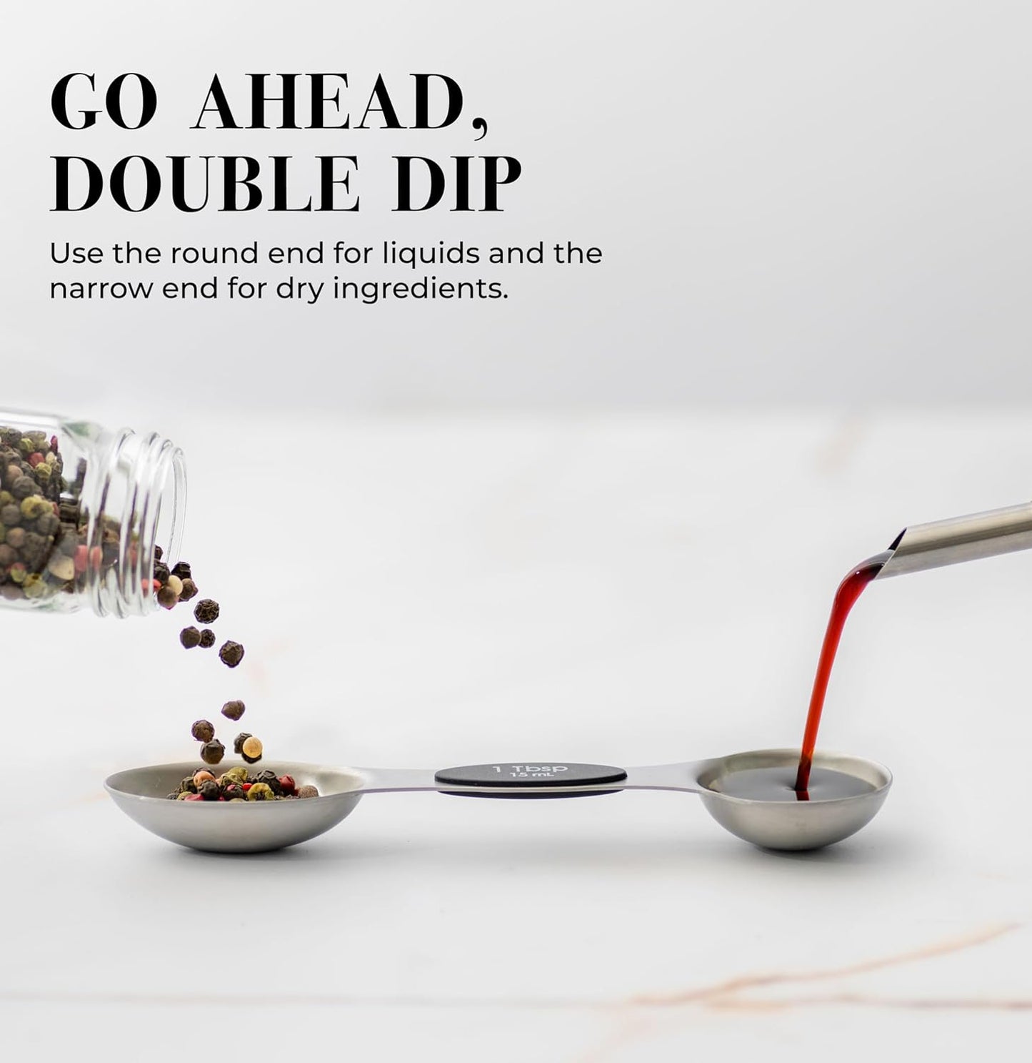 Stanless Steel Magnetic Measuring Spoons Set with Leveler - 8-Piece Heavy Duty Metal, Dual Sided, Stackable, BPA Free, Stainless Steel Measuring Spoons for Dry & Liquid Ingredient - Fits in Spice Jars