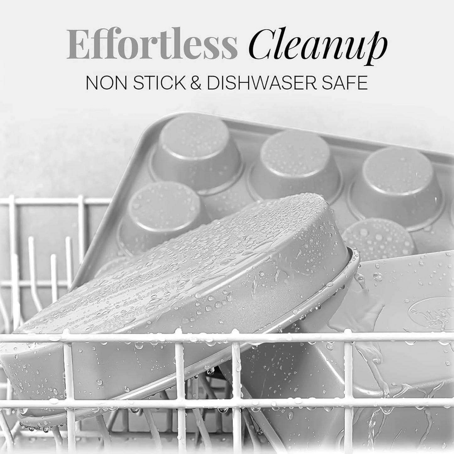 Gotham Steel 6 Pc Stackable Baking Pans Set, 70% Space Saving Design, Ceramic Bakeware Sets Non Toxic Made Without PFOA PFOS, with Baking Sheet Tray, Cake & Muffin Pans, Oven & Dishwasher Safe