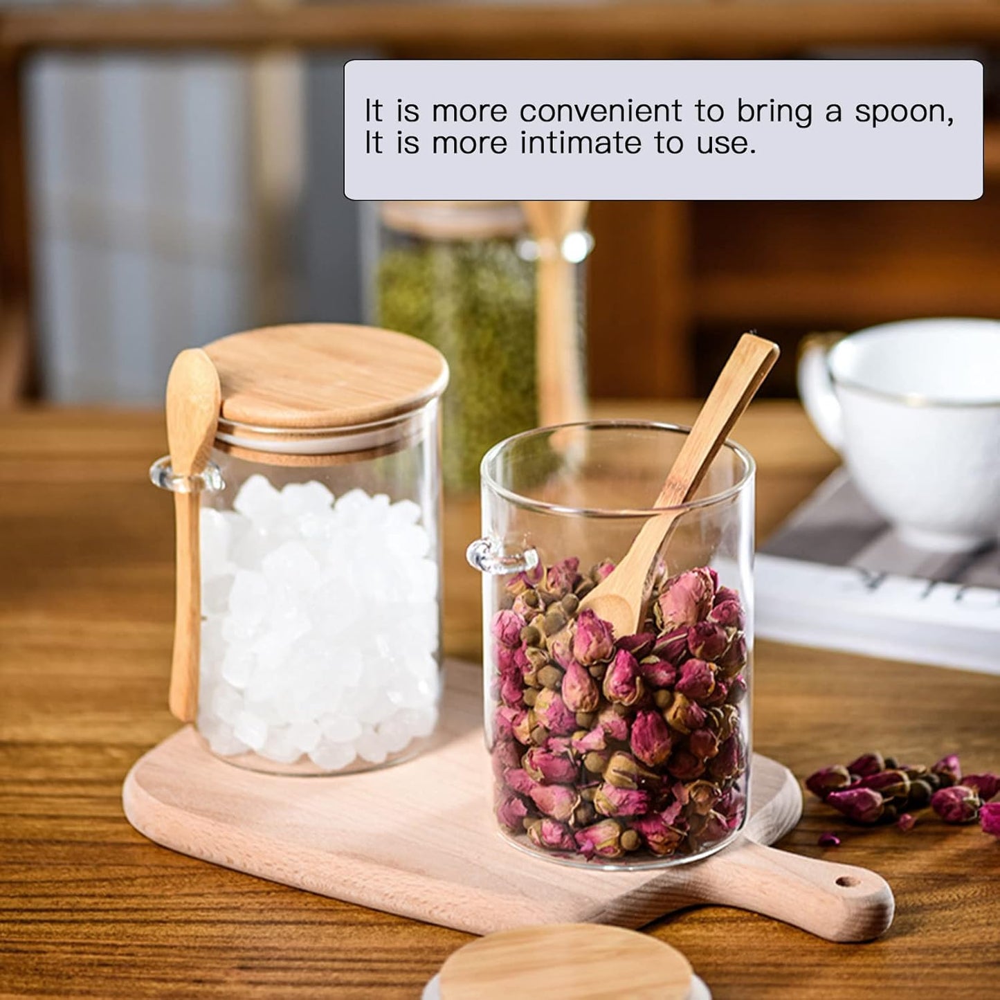 6 Pack 18.2 oz Overnight Oats Containers with Lids,Sealed Borosilicate Glass Jars with Bamboo Lid and Spoon,Clear Food Storage Jar for Kitchen,Candy, Spices, Coffee Beans,Cookies, salad, Oats, Flour