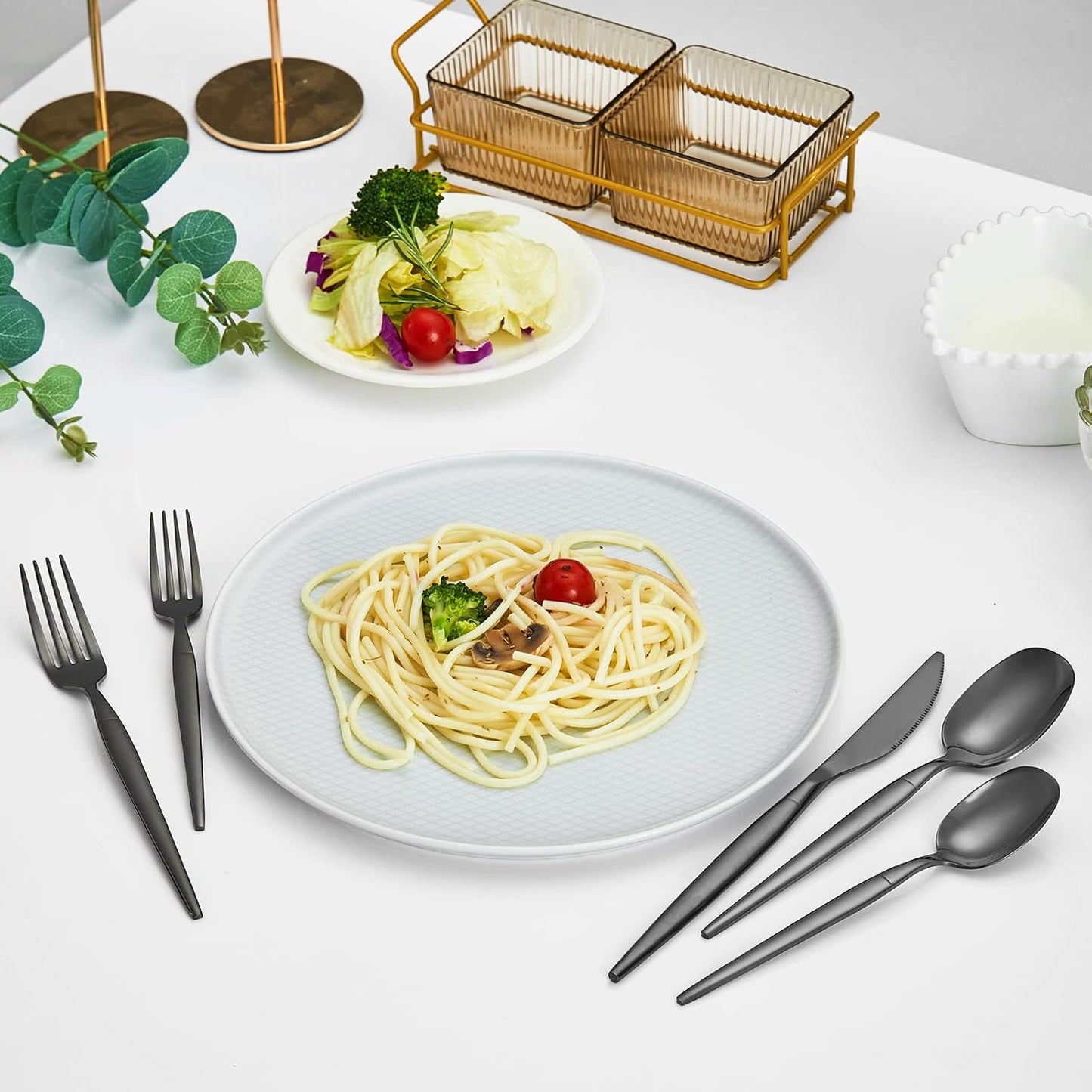 40-piece Black Silverware Set, Unique Design Stainless Steel Flatware Set, Cutlery Set Spoons And Forks Knives Set, Tableware Set Service For 8, Dishwasher Safe