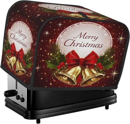 Toaster Cover 2 Slice Christmas Bell Red Xmas Kitchen Small Appliance Covers with Pockets Dust and Fingerprint Protection