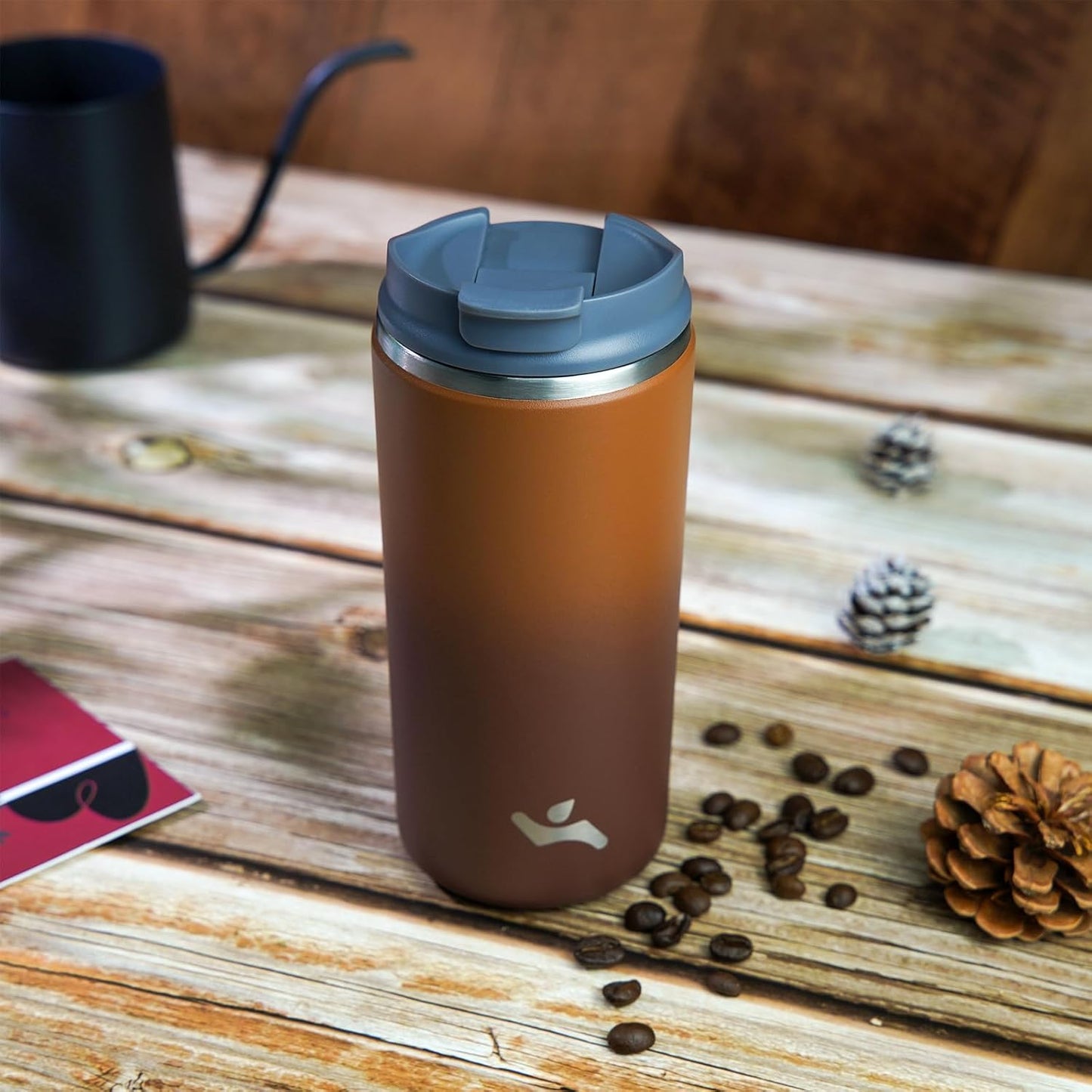 Tumbler with Lid, 12 oz Travel Coffee Mug Double Wall Vacuum Stainless Steel Thermal Metal Cup Insulated Water Bottle,Caramel