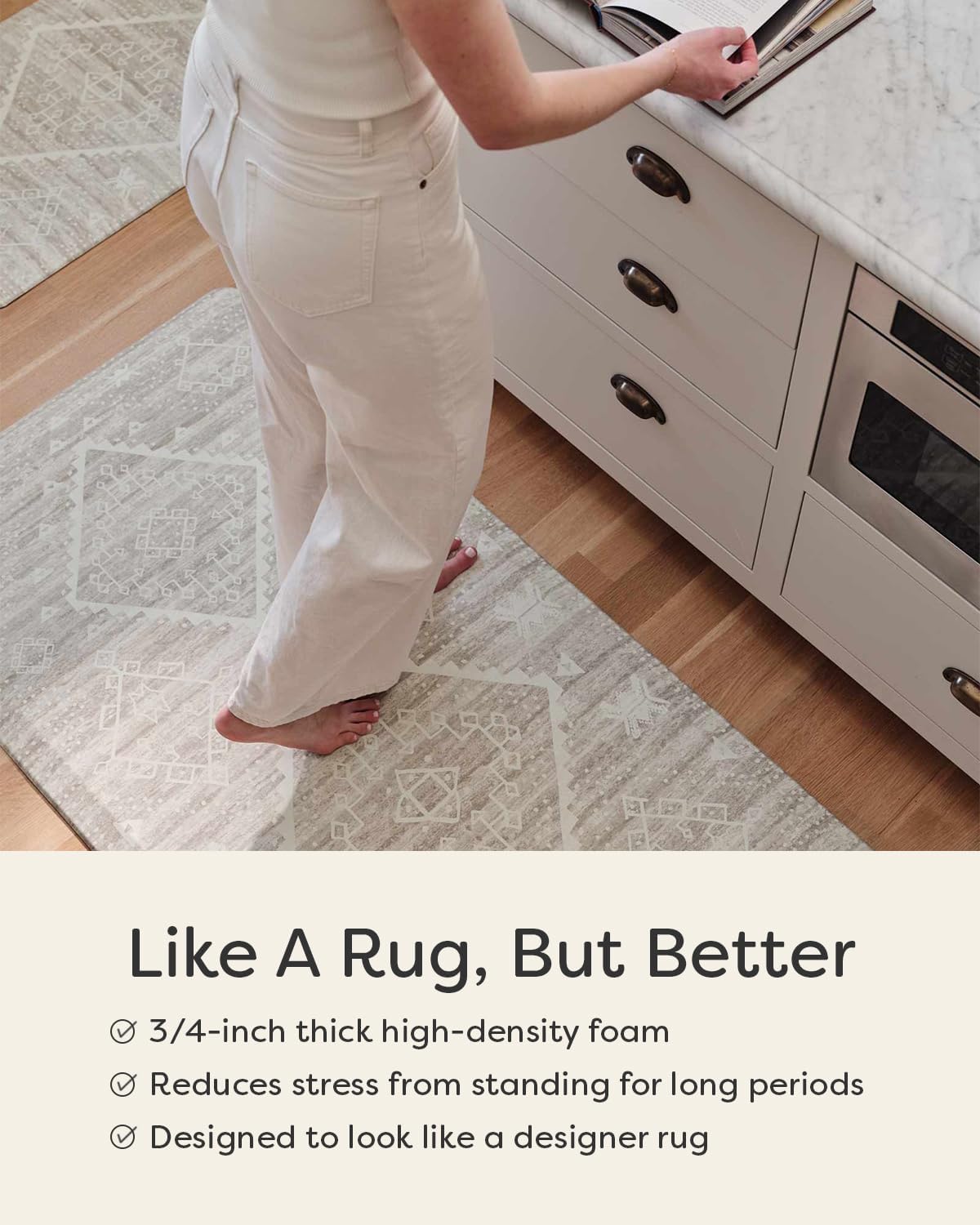 House of Noa Nama Standing Mat – Anti-Fatigue Cushioned Kitchen Mats for Floor | Ergonomic Bounce-Back Foam Kitchen Mats | Anti-Fatigue Mats for Kitchen & Standing | Fawn Shea | 22"x54"