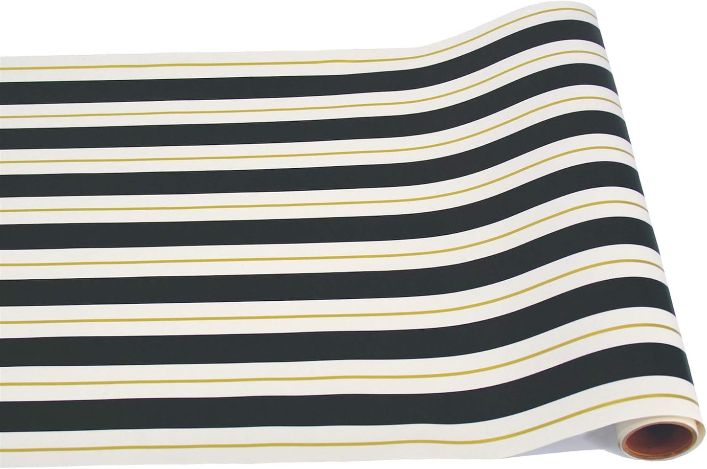Black Gold Striped Table Runner - Disposable Paper Table Runner for Parties or Weddings - American Made
