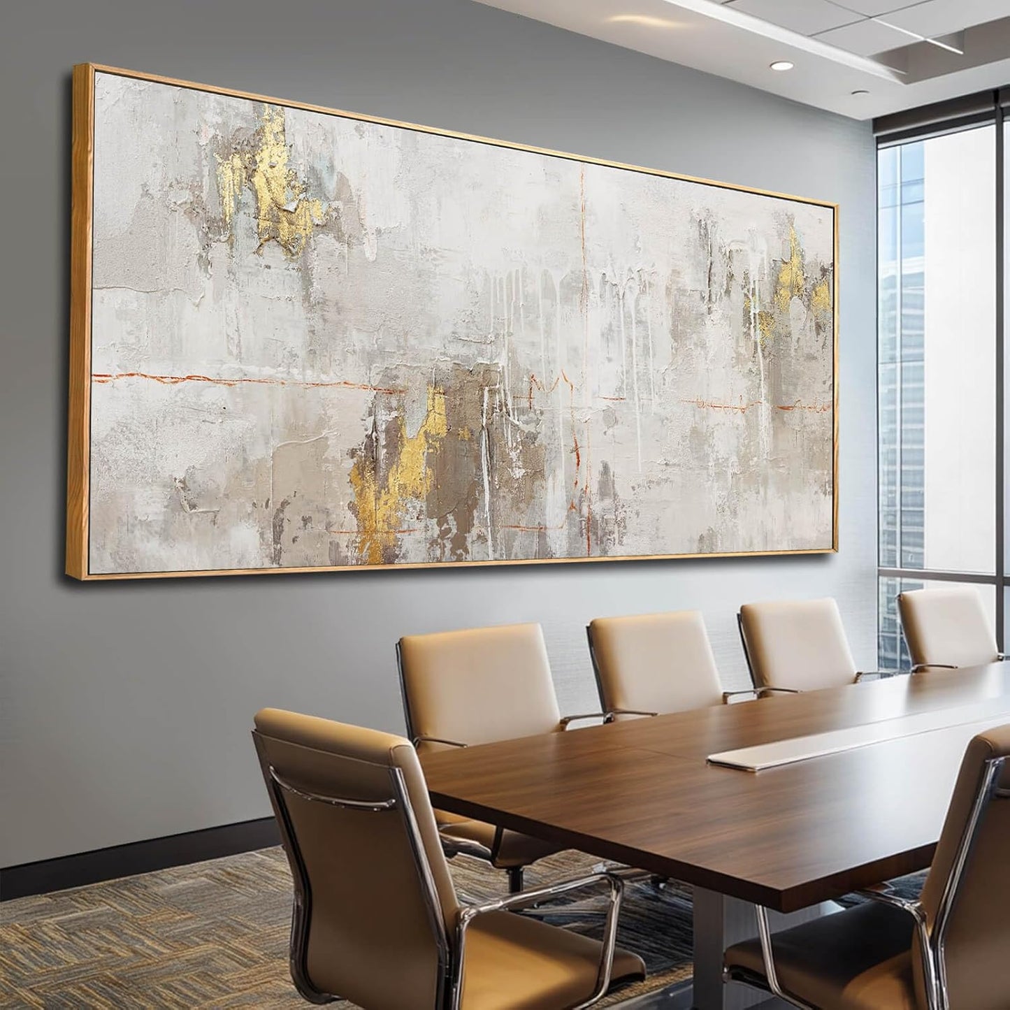 VAYIMDH Abstract Canvas Wall Art Graffiti Wall Decor Gold and White Wall Decorations 36"x70" Decorative Pictures for Bedroom Office Artwork