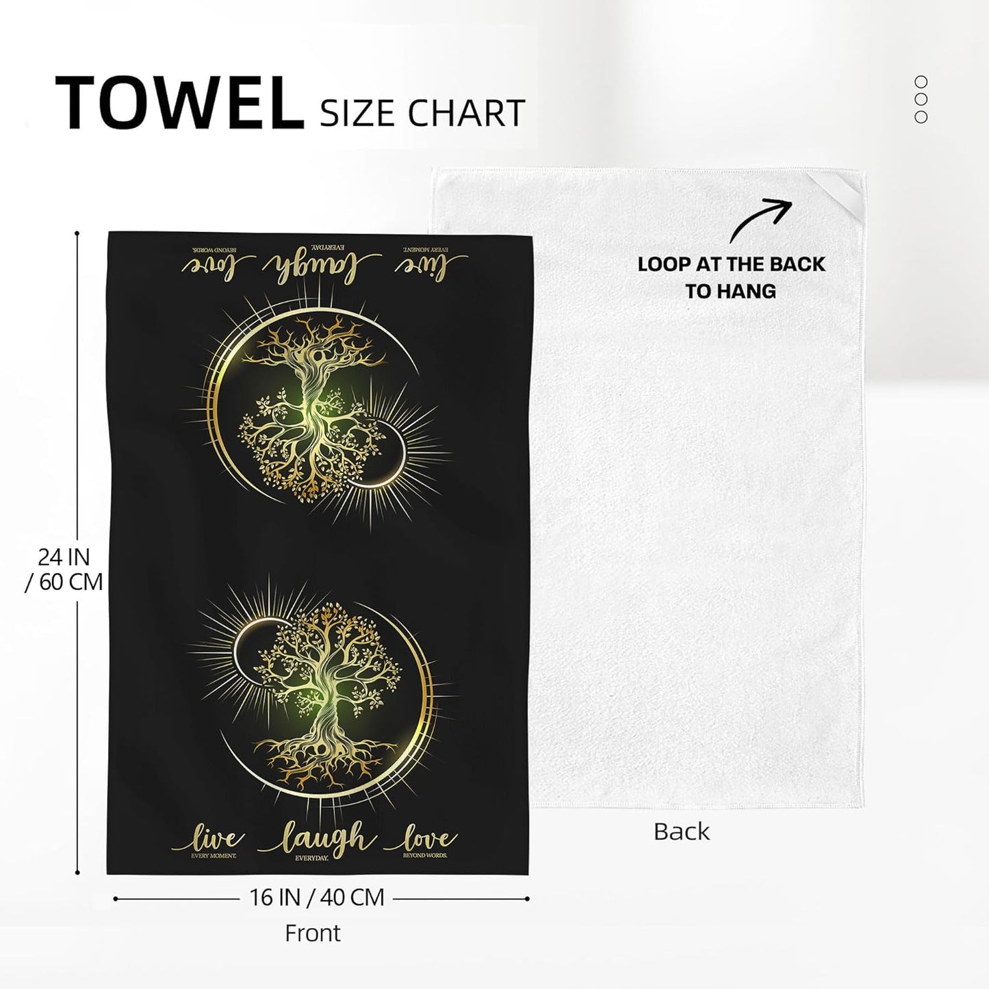 Live Laugh Love Kitchen Towels Decorative Set of 2, Absorbent Tree Life Tea Towels Hand Towels for Kitchen,Hippie Witchy Kitchen Decor Aesthetic,Cute Moon Dish Towels for Kitchen Drying