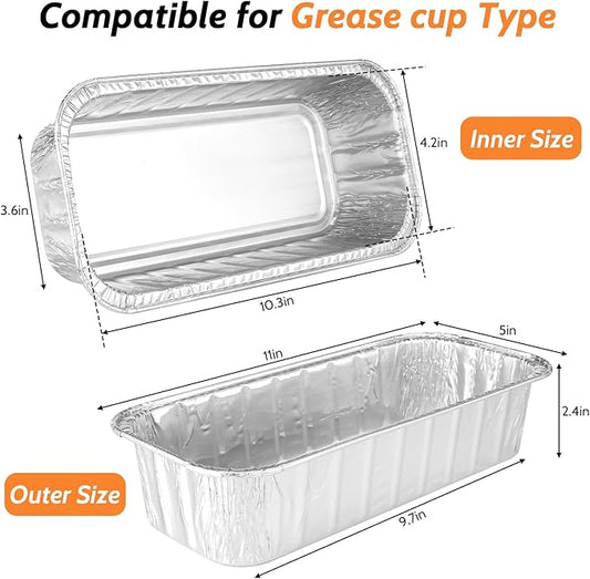 20 Pack Grill Drip Pans, Aluminum Foil Drip Pan Grease Catcher Cup Liner Compatible with Weber SmokeFire EX4/EX6/EPX6, Summit & Genesis II 400/600 Series, 11 x 5” Disposable Grill Grease Tray