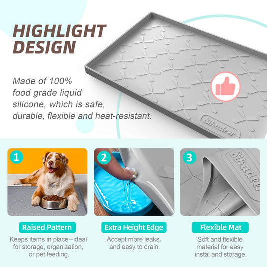 SIKADEER 28" x 22" Under Sink Mat Waterproof, Silicone Mat Kitchen Drawer Shelf and Cabinet Liner, Sink Protector for Kitchen Organizers and Storage, Boot Tray Pet Food Mats