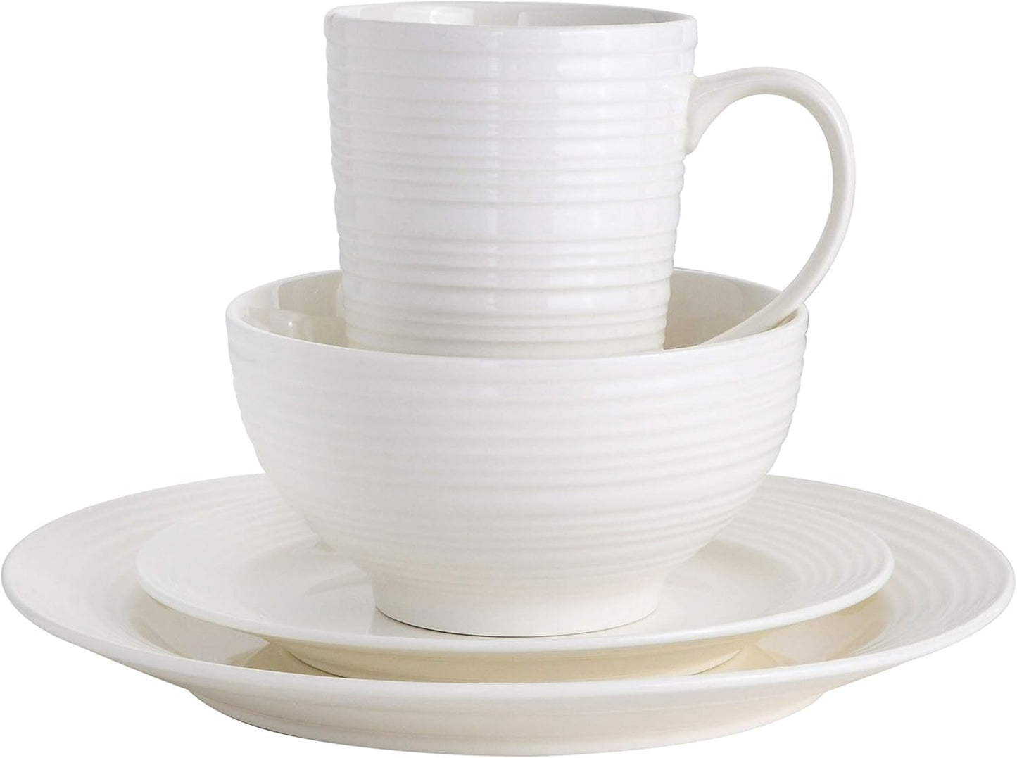 Gibson - 102504.16RM Gibson Home Amelia Court 16 Piece Dinnerware Set, White