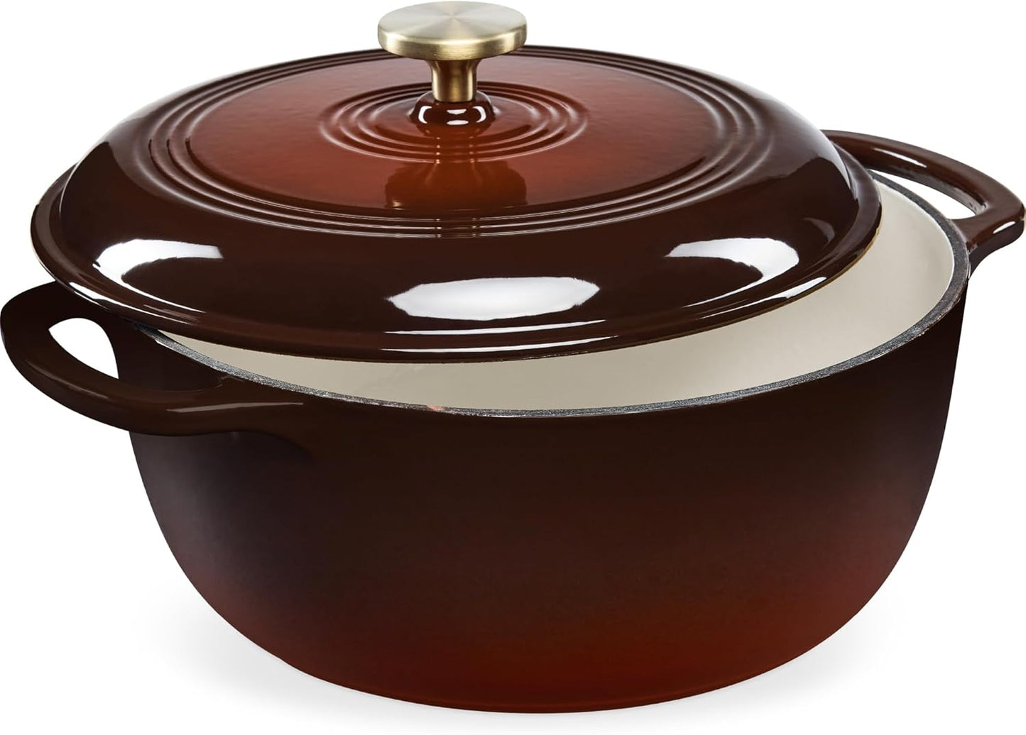 Best Choice Products 7.5 Quart Enamel Cast-Iron Round Dutch Oven, Family Style Heavy-Duty Pre-Seasoned Cookware for Home, Kitchen, Dining Room, Oven Safe w/Lid, Dual Handles - Chocolate Ganache