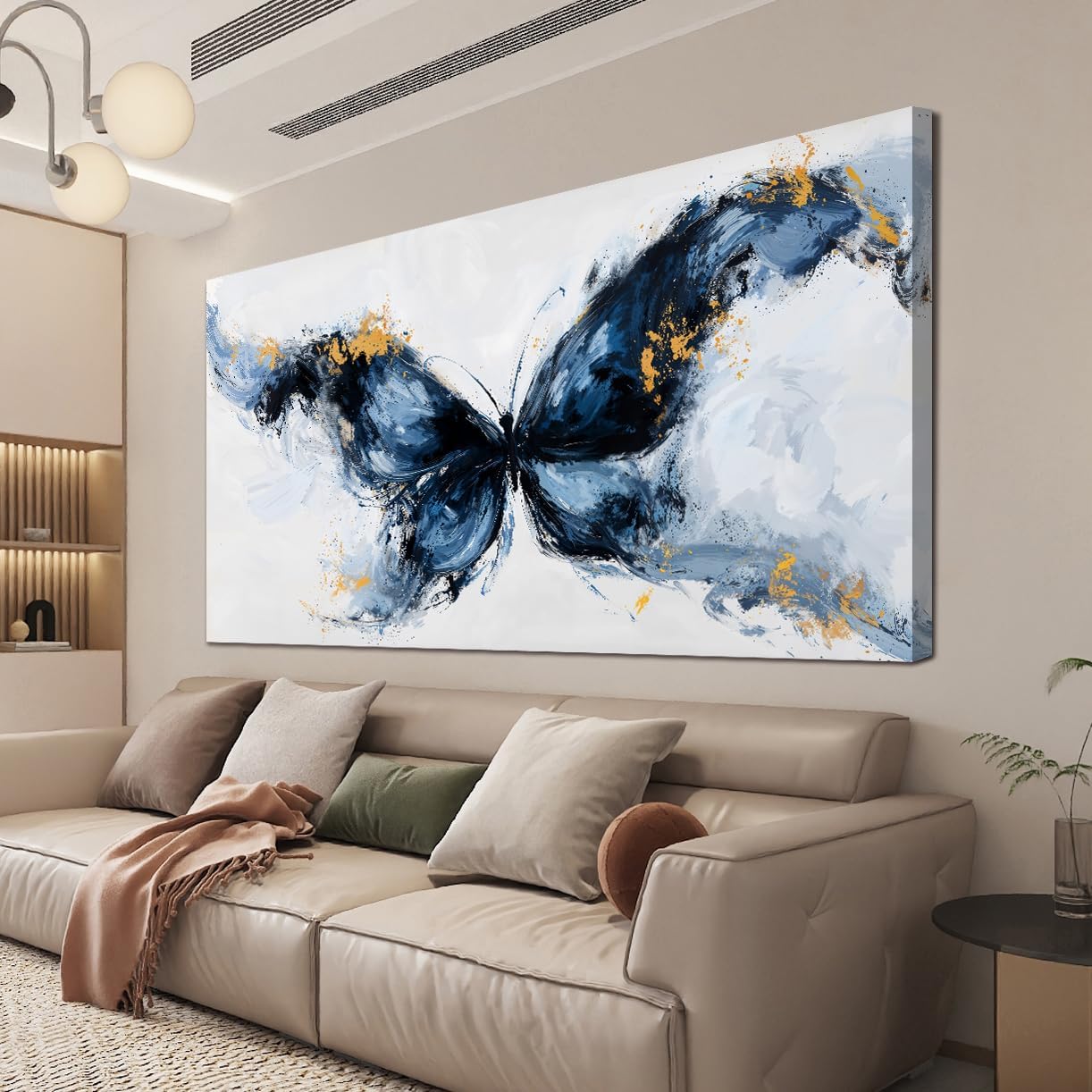 TAIJXAGSG Abstract Canvas Wall Art Decor Large Wall Art For Living Room Black Abstract Art Abstract Canvas Art Wall Butterfly Artwork For Room Posters Wall Art Office Decor 29"X 58" Artwork For Walls