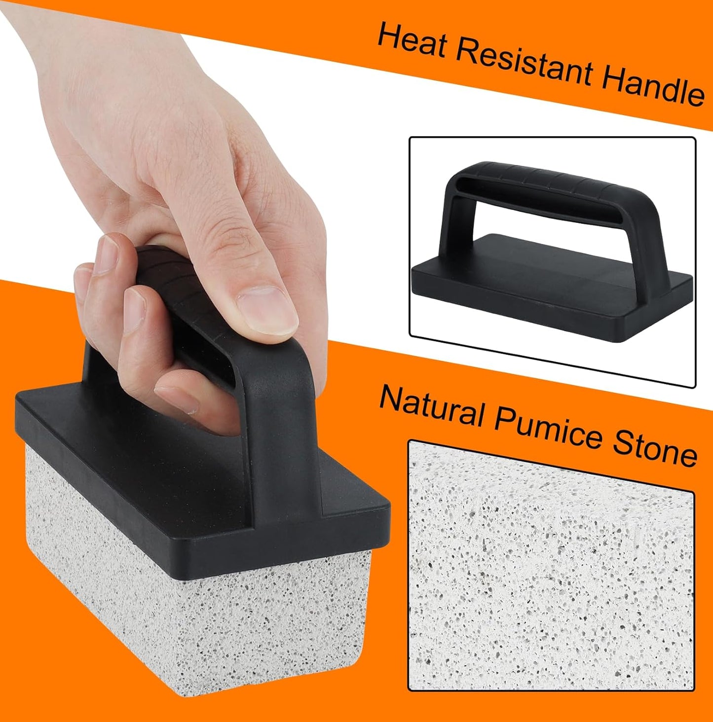 Heavy Duty Grill Cleaner for Blackstone - Grill Cleaning Brick with Handle, Griddle Pumice Stone for Cleaning BBQ Grill, Swimming Pool, Sink (4 Pack)