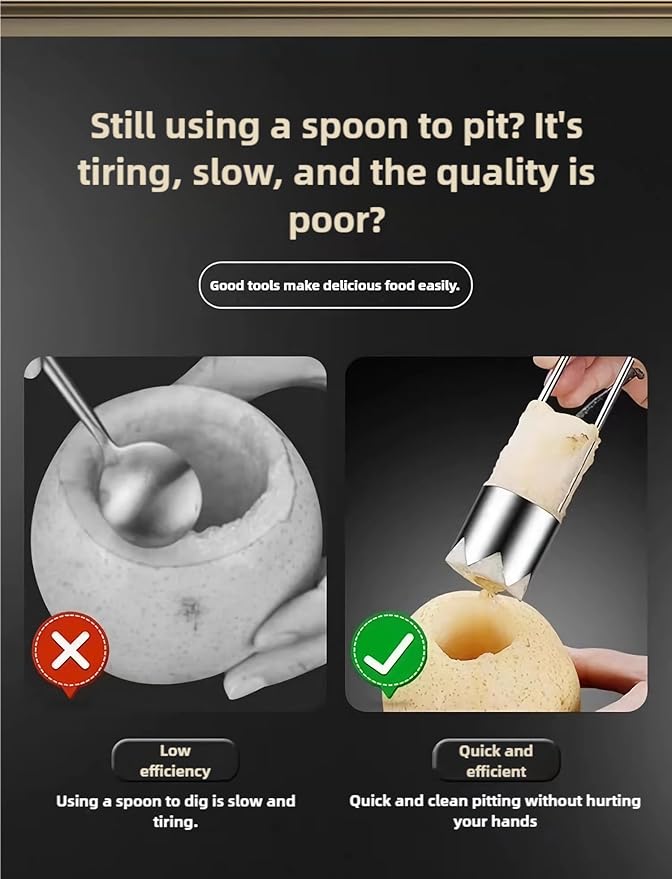 Fruit and Vegetable Corer Pepper Seed Apple Remover Bell Pepper Tomato Corer Tool Stainless Steel Kitchen Gadget Silver 3 pcs