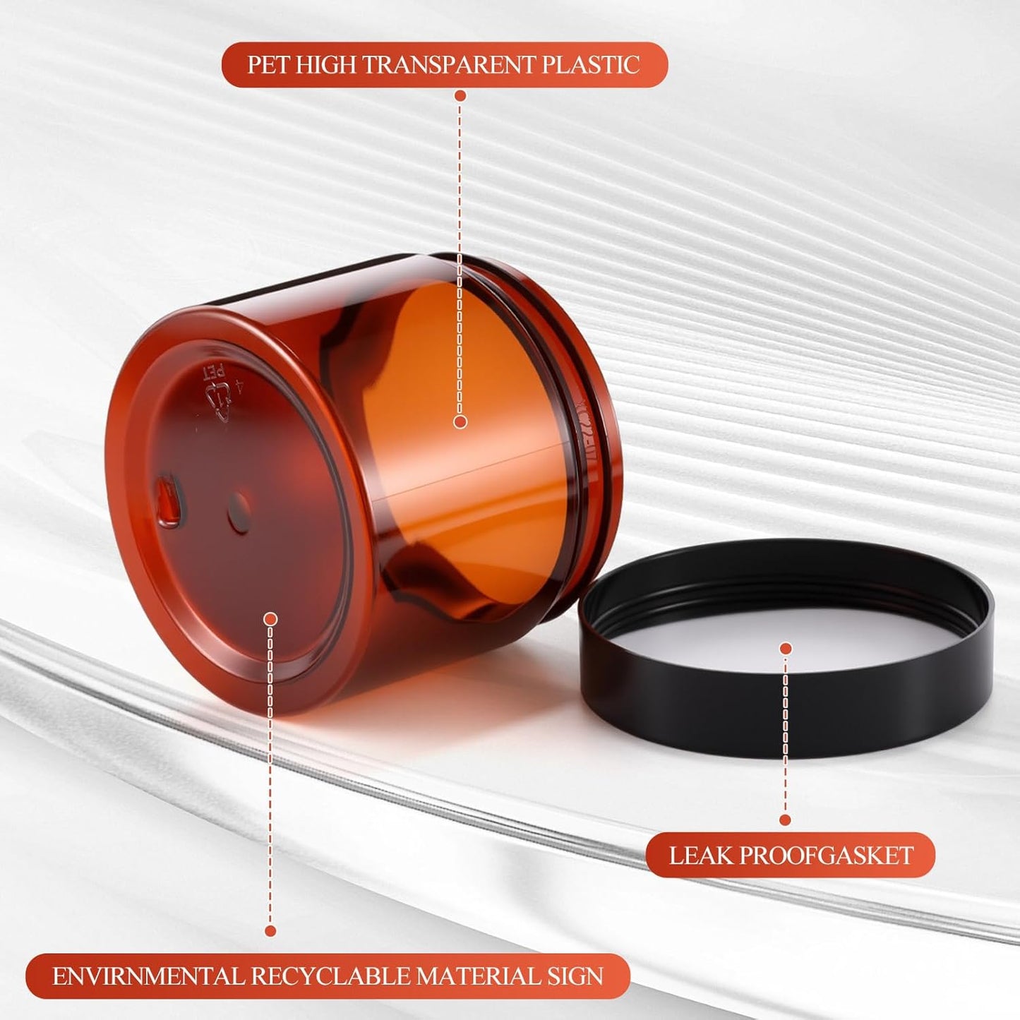 SATINIOR 6 Pack 4 oz Plastic Jars Containers with Lids Wide-mouth Refillable Leakproof Reusable Round Empty Jars for Travel Cosmetic Dry Food Spice Cookie Candy Home Kitchen Organizing(Amber)