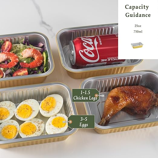 Aluminum Pans 6"x4 "with Lids (5 Pack) - Thicker Heavy Duty Reusable Foil Tins - Microwavable Multi-Use Pan, Pot, Container - Disposable Sturdy Pans for Cooking, Heating, Storing, Prepping Food