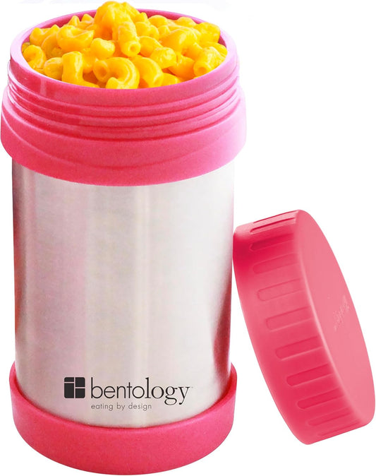 Bentology Stainless Steel Vacuum Insulated Food Jar - 17 oz Pink - Large Lunch Jar for Soup and more - Contains No Phthalates, BPA, or PVC