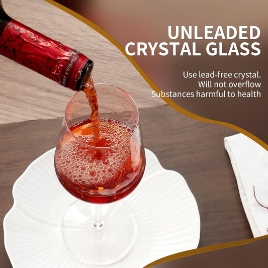 ACHEER Crystal Wine Glasses Set of 4 - Hand Blown Red Wine or White Wine Glass - 14Oz - Long Stem Wine Glasses – Gift for Wedding, Anniversary, Christmas