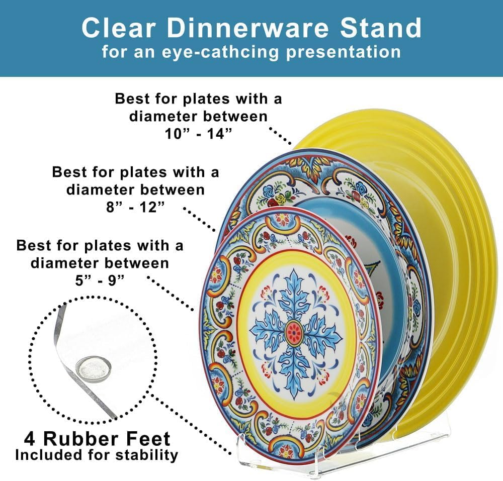 OnFireGuy Plate Dinnerware Display Stand for Kitchenware Plates Platters China Display Rack Place Setting Holder (2 Pack, 3 Tier)