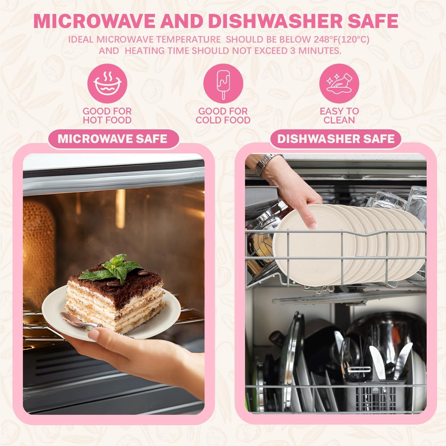 Homienly Small Plates Set of 8, Wheat Straw Plates, 5.7 Inch Lightweight Unbreakable MIni Dessert Plate, Microwave and Dishwasher Safe Small Plate Set - Beige