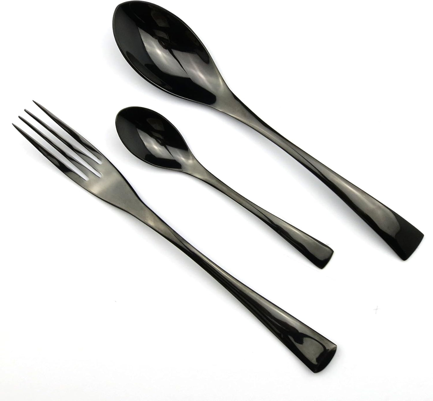 20-Piece 18/10 Stainless Steel Serrated Steak Knife Flatware Set, Mirror Polishing Black, Service for 4