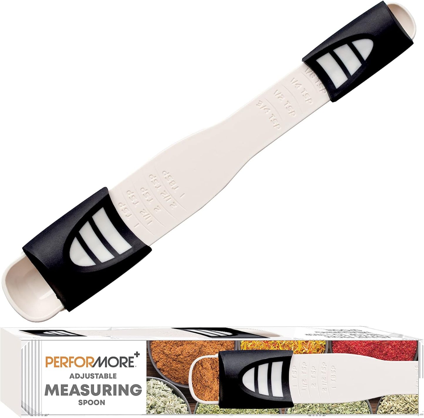 Performore Adjustable Measuring Spoon with Double End Adjustable Scale, 9 Stalls All in One Measuring Spoon, Wide Range of Measurements - Dry and Semi-Liquid Ingredients for Baking, Cooking