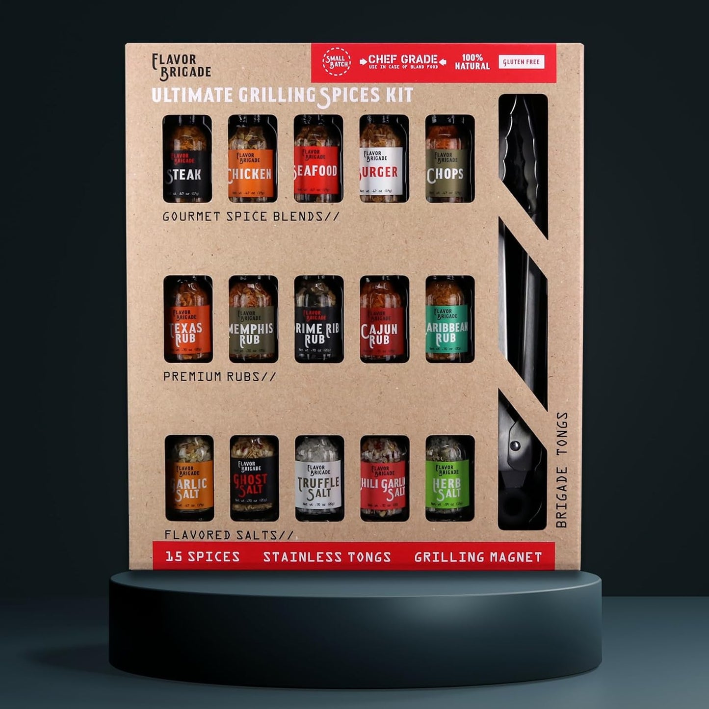 Ultimate Grilling Gift for Men - BBQ Accessories - Gourmet Spice Blends & Seasonings, Tongs, BBQ Magnet, Meat Rubs, Unique Gift for Guys, Dad, Son, Brother, Father in Law, Cooking Chefs, 17 Piece Set