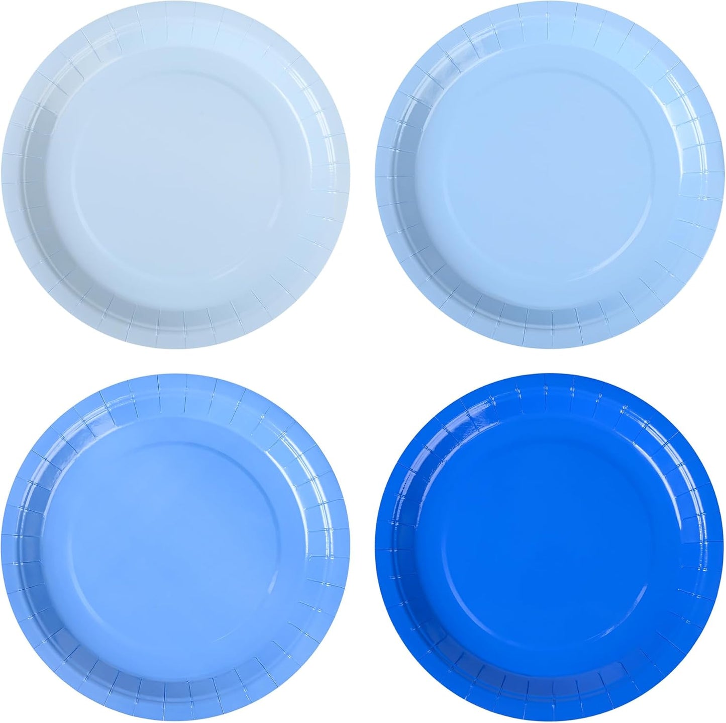 24Pcs Blue Party Plates Gradient Blue Paper Plates 9 Inch Disposable Round Dinner Dessert Plate for Summer Beach Ocean Birthday Wedding Baby Shower Hanukkah Party Supplies