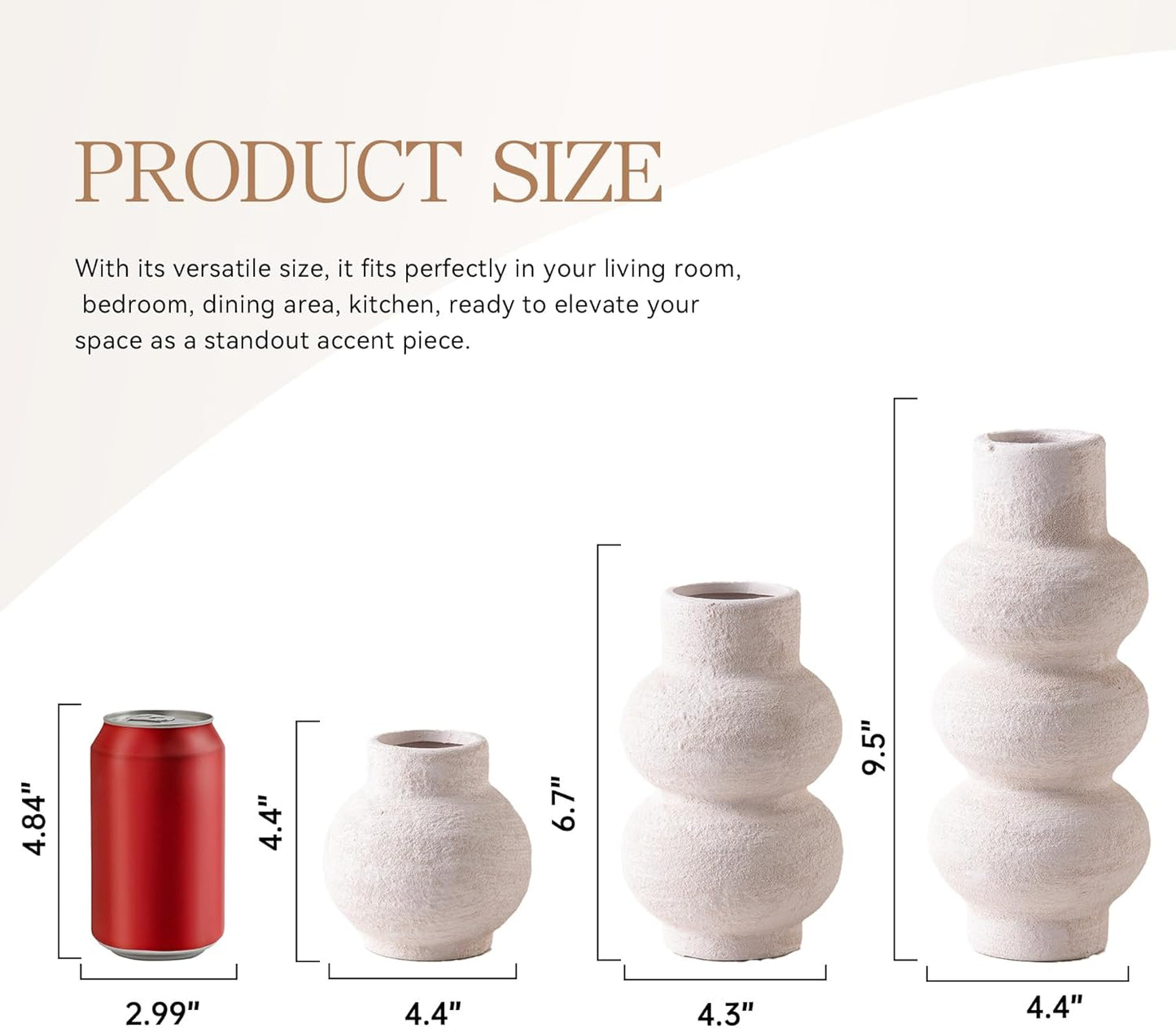 Ceramic Vase Home Table Decor - White Flower Vase Set of 3 Living Room Kitchen Decorations Farmhouse Modern Rustic Vases Decorative Centerpiece for Shelf Bedroom Office Bathroom Dining Coffee Desk