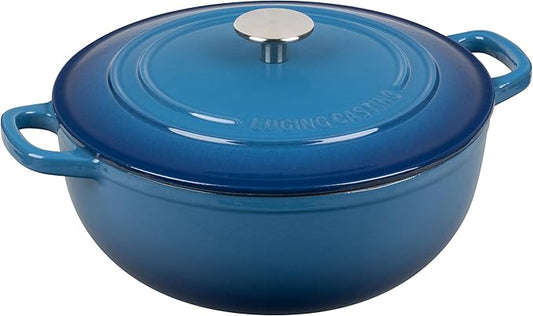 Enameled Cast Iron Dutch Oven Pot with Lid for Sourdough Bread Baking, Bread Dutch Ovens, Cooking Pots, 5 Quart, Lake Blue