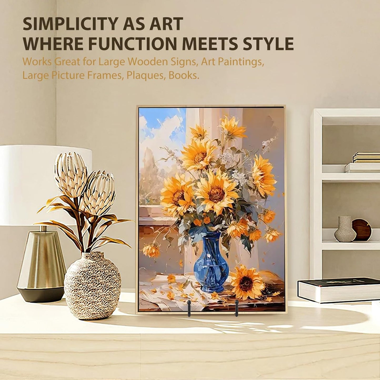 Plate Holder Large Display Stand - 2 Pack 12 Inch Oversized Plate Stands for Display Heavy Duty Artwork - Extra Big Metal Tabletop Easel for Decorative Platter | Picture Frame | Plaque | Book - Black