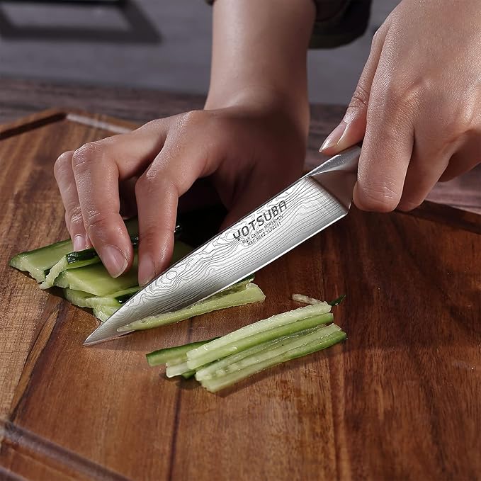 YOTSUBA Utility Knife,5 Inch Petty Kitchen Knife, Forged High Carbon German Steel chef knives, Paring knives, Full Tang & Razor Sharp Ergonomic Handle Design