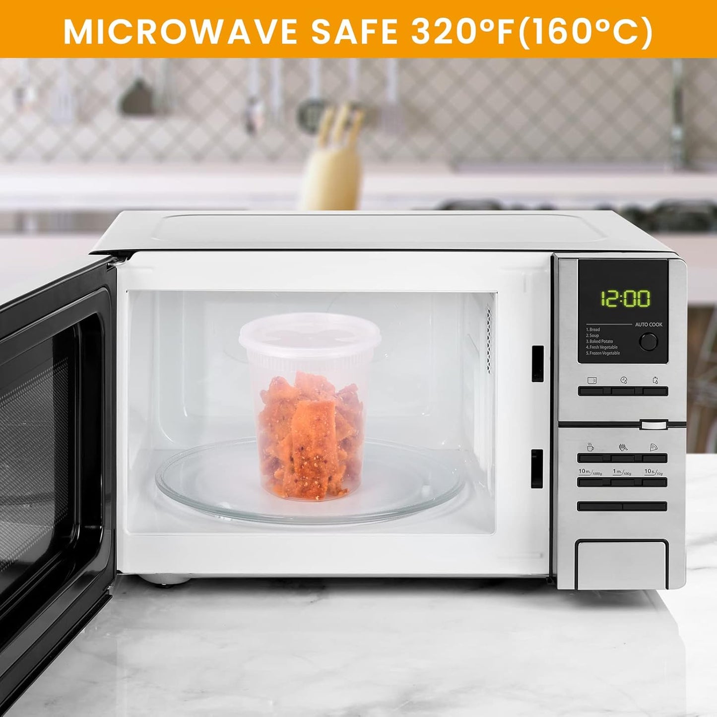 32oz Plastic Deli Food Storage Soup Containers with Airtight Lids, Extra-Thick, Slime, Soup, Leakproof,Stackable,Microwave/Freezer/Dishwasher Safe, BPA Free (24Pack)