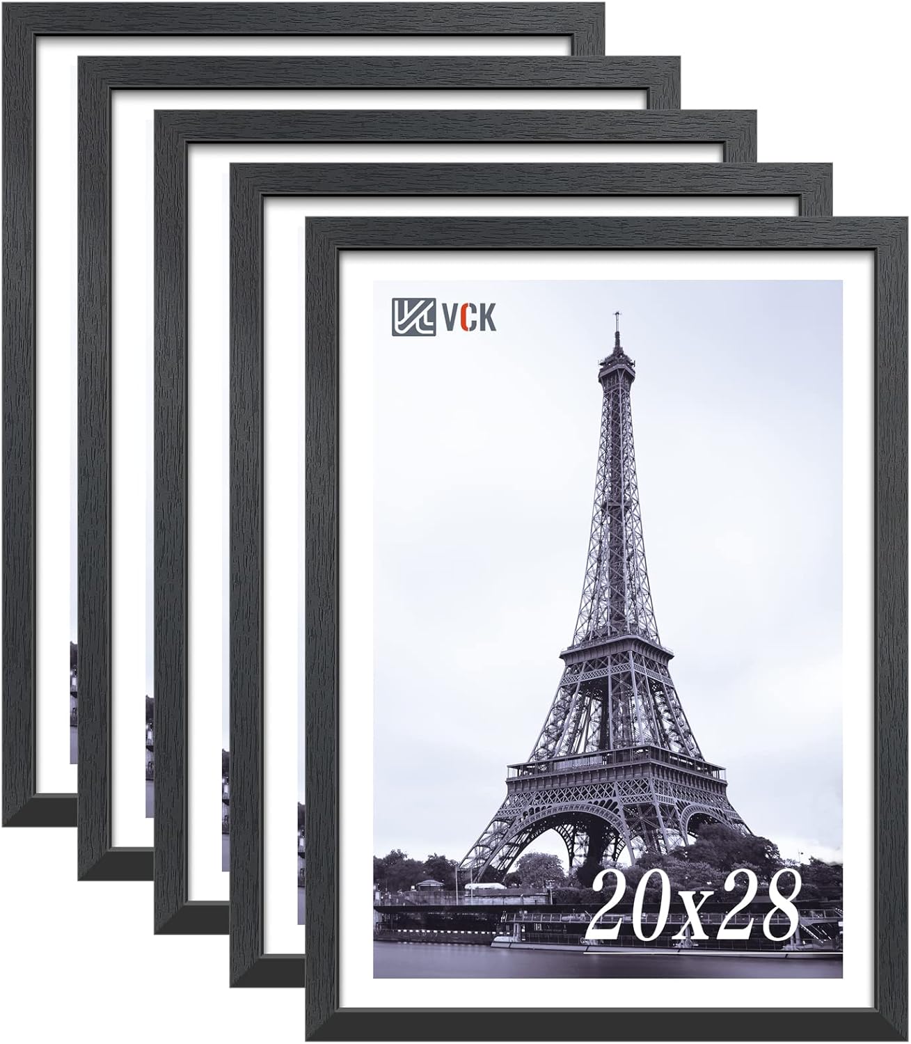 VCK 20x28 Solid Wood Poster Frame Set of 5,Textured Exclusive Black Picture Frames, Wall Hanging