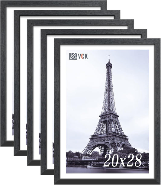 VCK 20x28 Solid Wood Poster Frame Set of 5,Textured Exclusive Black Picture Frames, Wall Hanging