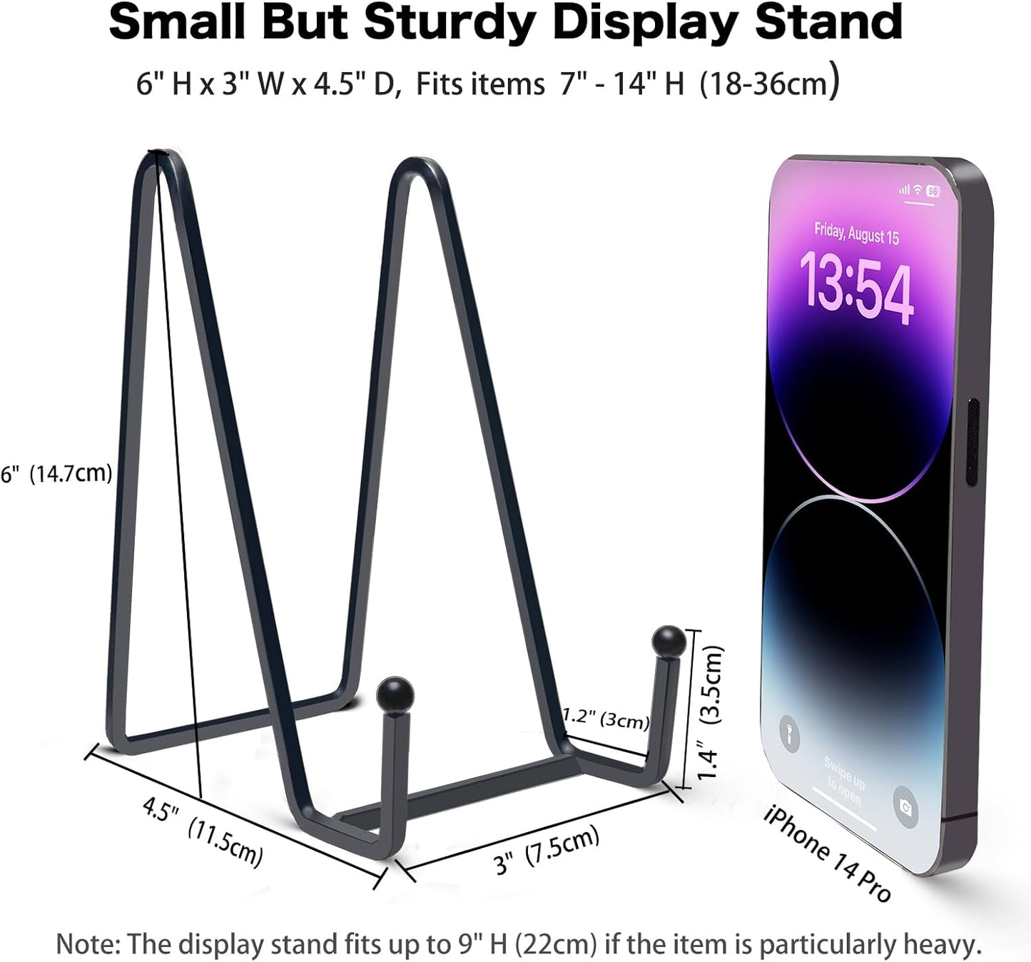 3 Packs 6 Inch Plate Stands for Display,Table Top Picture Stands,Small Black Metal Frame Holder for Plates, Photos, Books,Decor