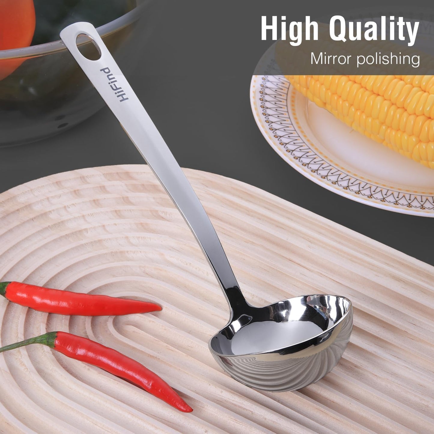 Kitchen Stainless Steel 11.2 Inches Round Soup Ladle Ergonomic Handle, Perfect For Stirring, Serving Soups, And More - Heavy-Duty Metal Ladle Chef Craft Select Serving Ladle