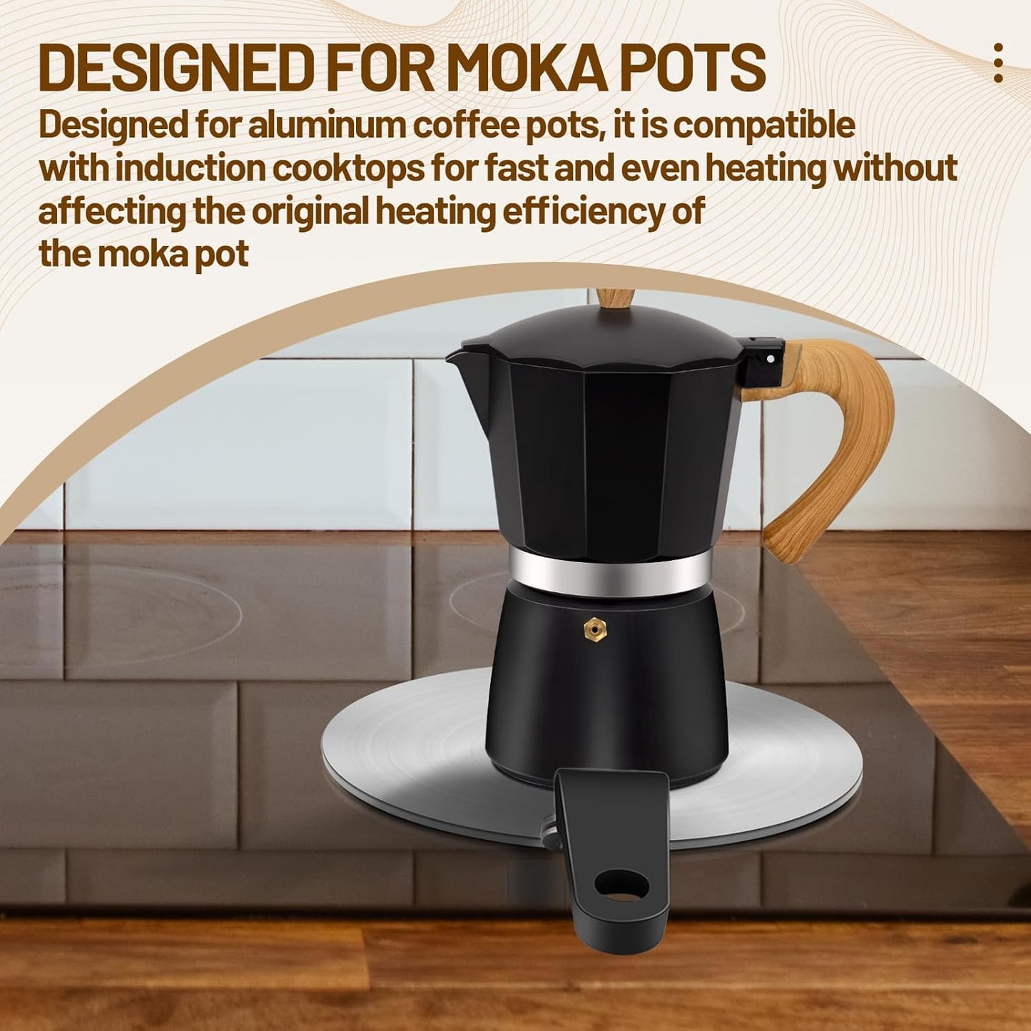 7.9in Induction Cooker Adapter Plate Stainless Steel Heat Sink for Aluminum Moka Pot Coffee Maker for Home and Camping 20cm