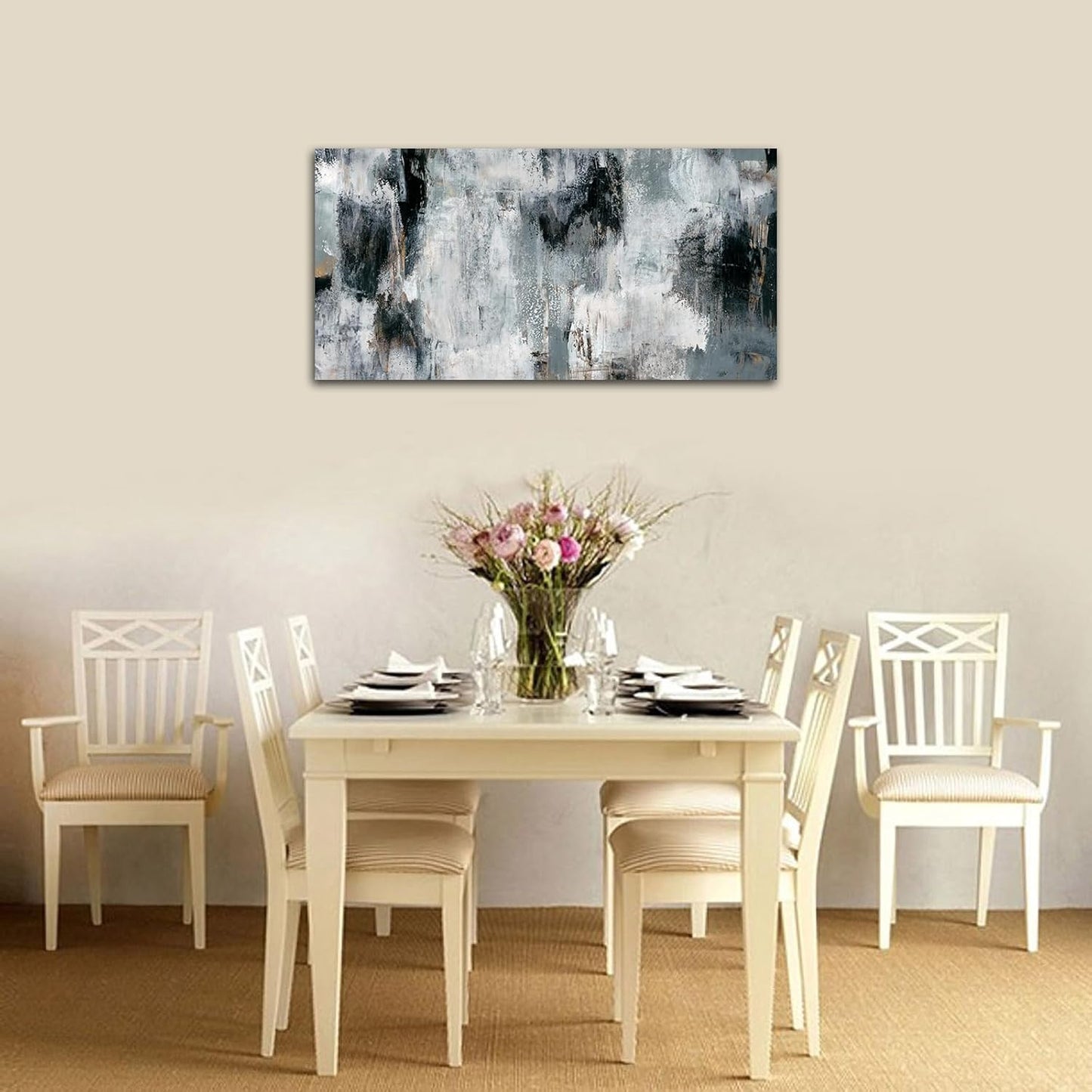 NINEASO Black Gray Abstract Wall Art - Abstract Canvas Pictures for Wall Decor Modern Abstract Canvas Painting Artwork for Living Room Bedroom Home Office Wall Decorations 20" x 40"