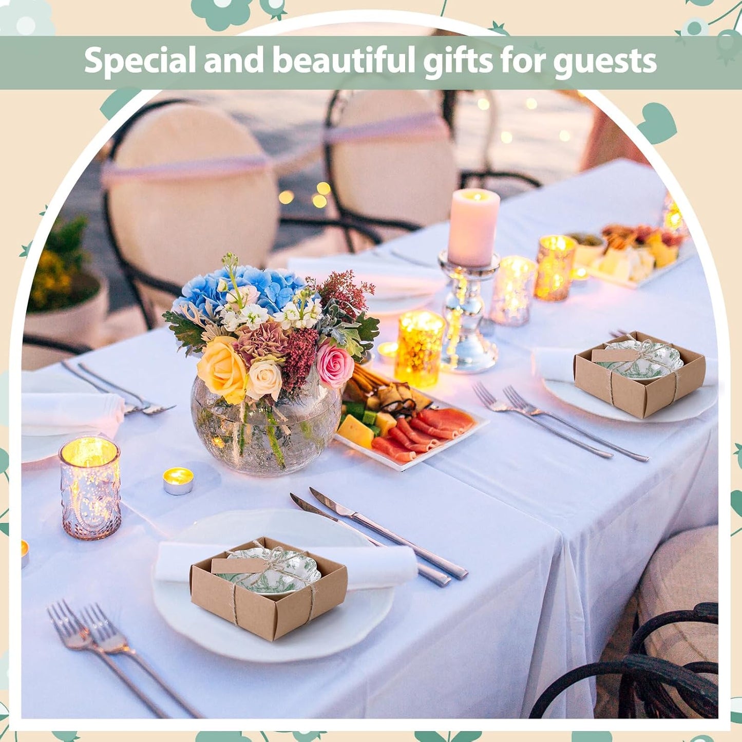 12 Pcs Wedding Favors for Guests Small Ceramic Bowl Bulk Gifts Set 3.3 Inch Floral Design Mini Dipping Bowl Sauce Dish with Cards Box for Bridal Baby Shower Birthday Guest Gift (Sage Green)