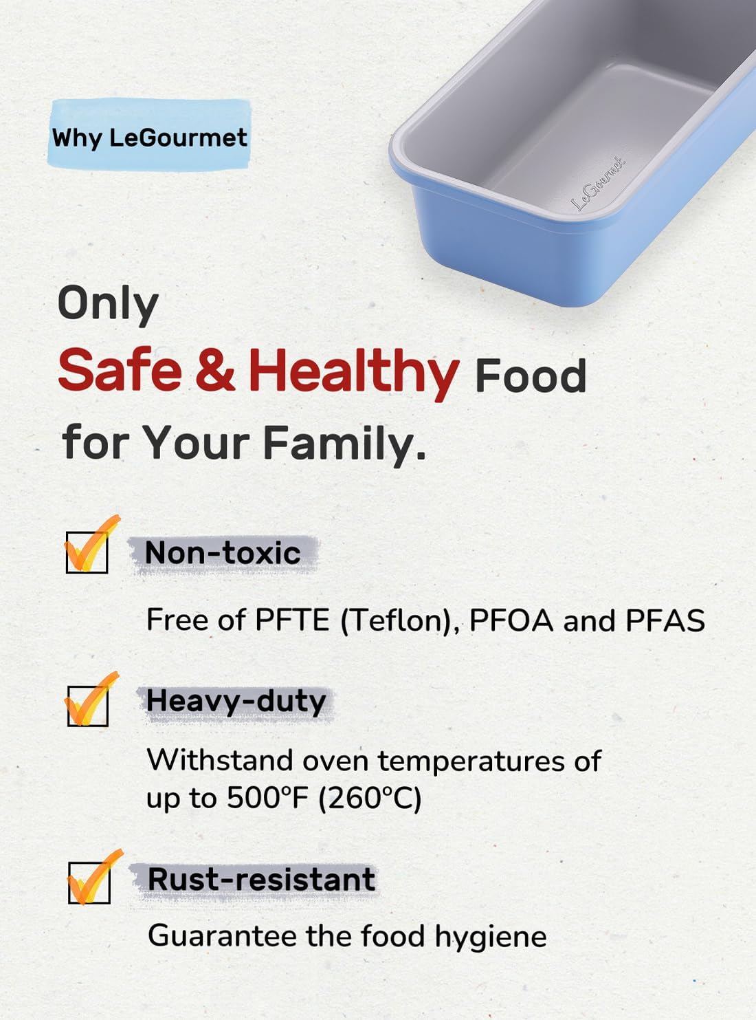 LeGourmet Nonstick Bread Loaf Pan 9 X 5 Inch, Ceramic Coating, Non-Toxic, Rust Resistant Aluminized Steel, Perfect 1 lb Baking Dish for Meatloaf, Pound Cake & Brownie (Cyan)