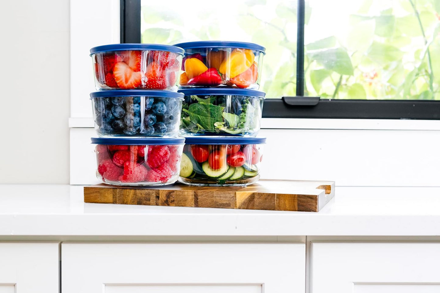 DURA LIVING 12-Piece Glass Food Storage Containers Set (6 Containers + 6 BPA-Free Lids) | 4-Cup, Leakproof | Microwave, Freezer, Oven & Dishwasher Safe | Ideal for Meal Prep & Pantry Organization