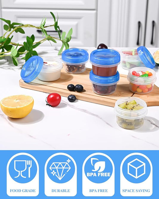 Salad Dressing Containers, [16 Pack*2 oz] Reusable Easy to Open Dressing, Condiment, Sauce, Dip Containers to Go With Leak-Proof Twist Top Lids, Bpa Free, Safe For Microwave, Freezer, Dishwasher