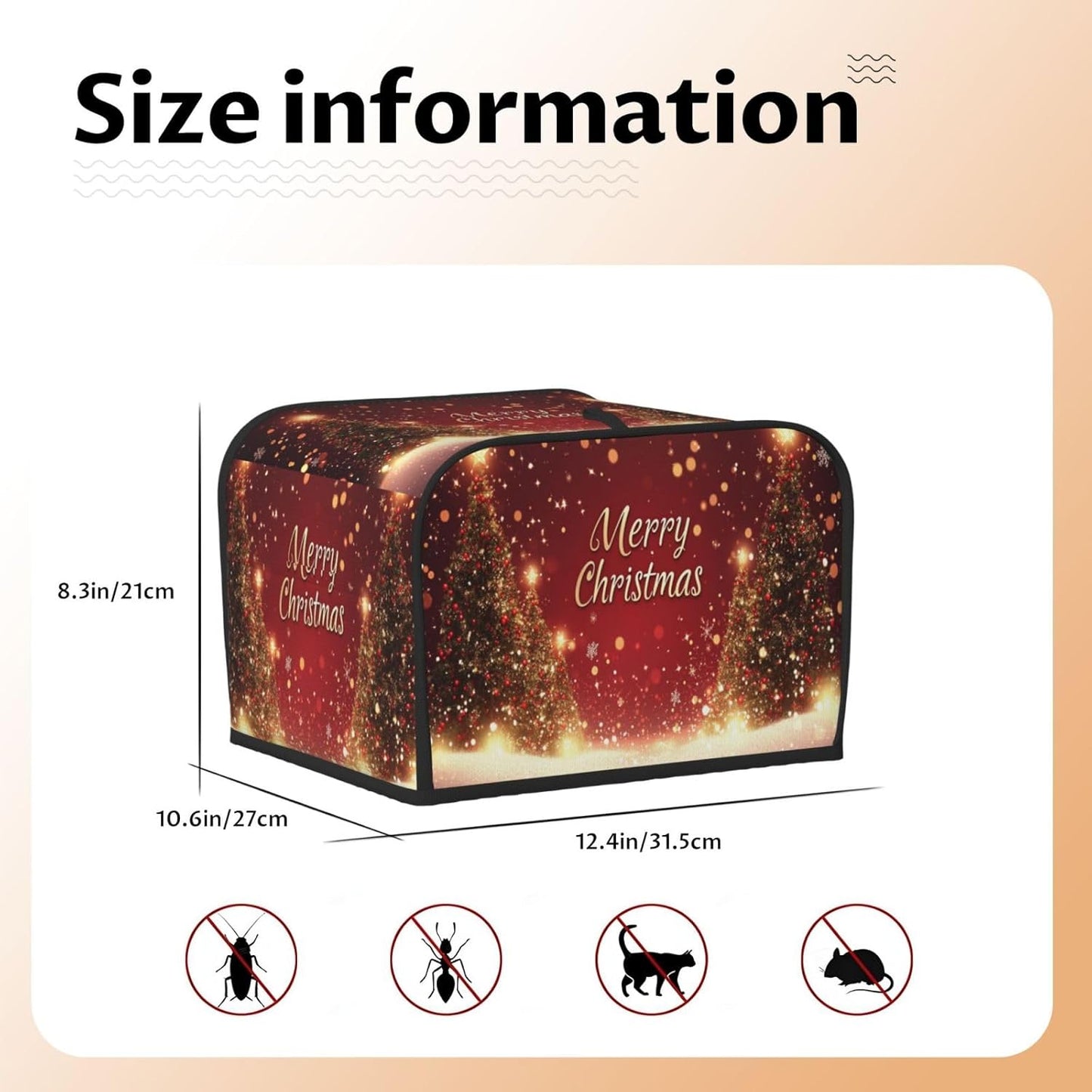 Toaster Cover 4 Slice Red Christmas Tree Snow Winter Kitchen Small Appliance Covers with Pockets Dust and Fingerprint Protection