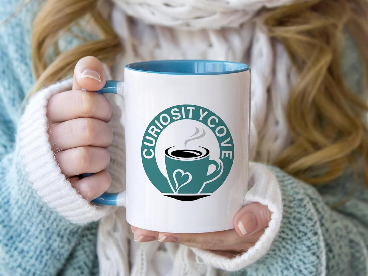 Personalized Coffee Mug | Custom Photo, Text, or Logo Cup (11oz, Light Blue Rim, Inner, and Handle) |Dishwasher & Microwave Safe |Unique Gift for Men & Women –Taza Personalizada