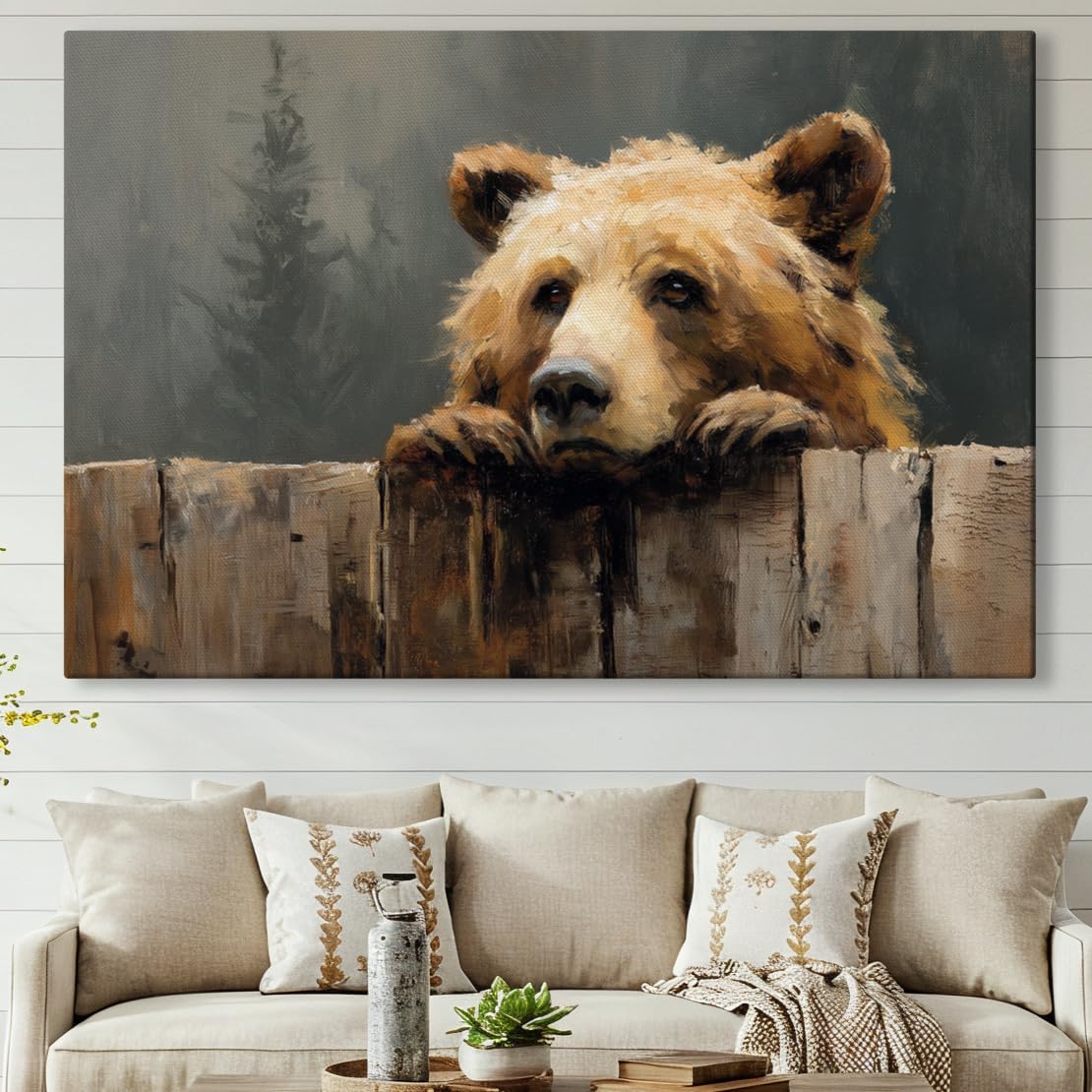 Wildlife Canvas Prints - Wild Animals Home Decor - Medium, Large, and Extra Large Wall Art for Living Room, Bathroom, Kitchen (Over the Fence, 39L" x 59W")