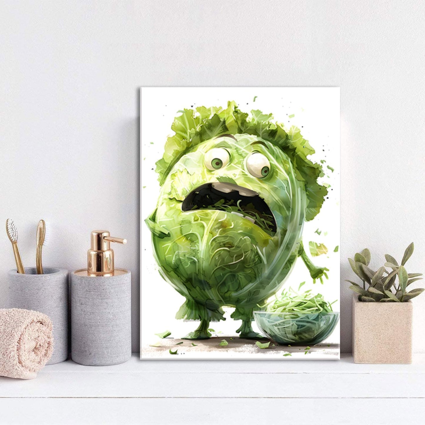 OIQArtOIQ Funny Kitchen Wall Art, Weird Kitchen Wall Decor, Vegetable Paintings Cool Postsers, Food Art, Eclectic Decor Dining Room, Chef Canvas Wall Art Print Artwork, Pickle Pictures
